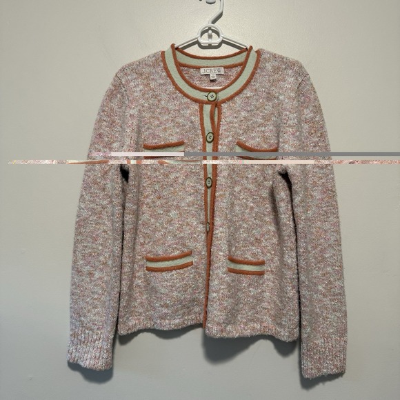 J. Crew Marled Sweater Lady Jacket in Ice Pink Size Medium - Picture 3 of 8